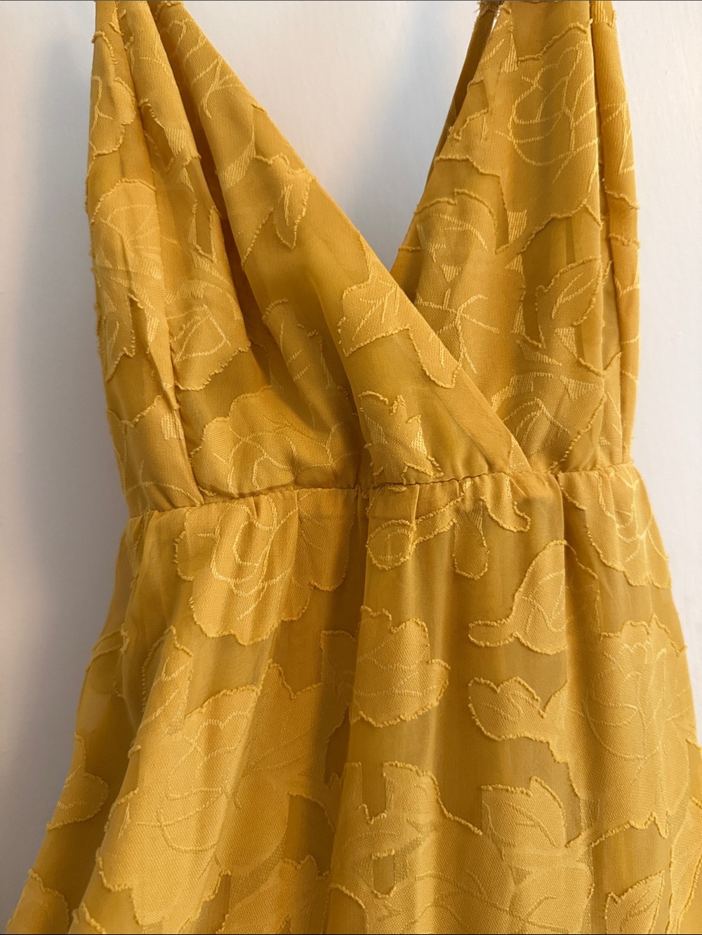 Lulu’s Philosophy of Beauty Burnout Floral Midi Dress MEDIUM Mustard Yellow - Picture 2 of 6